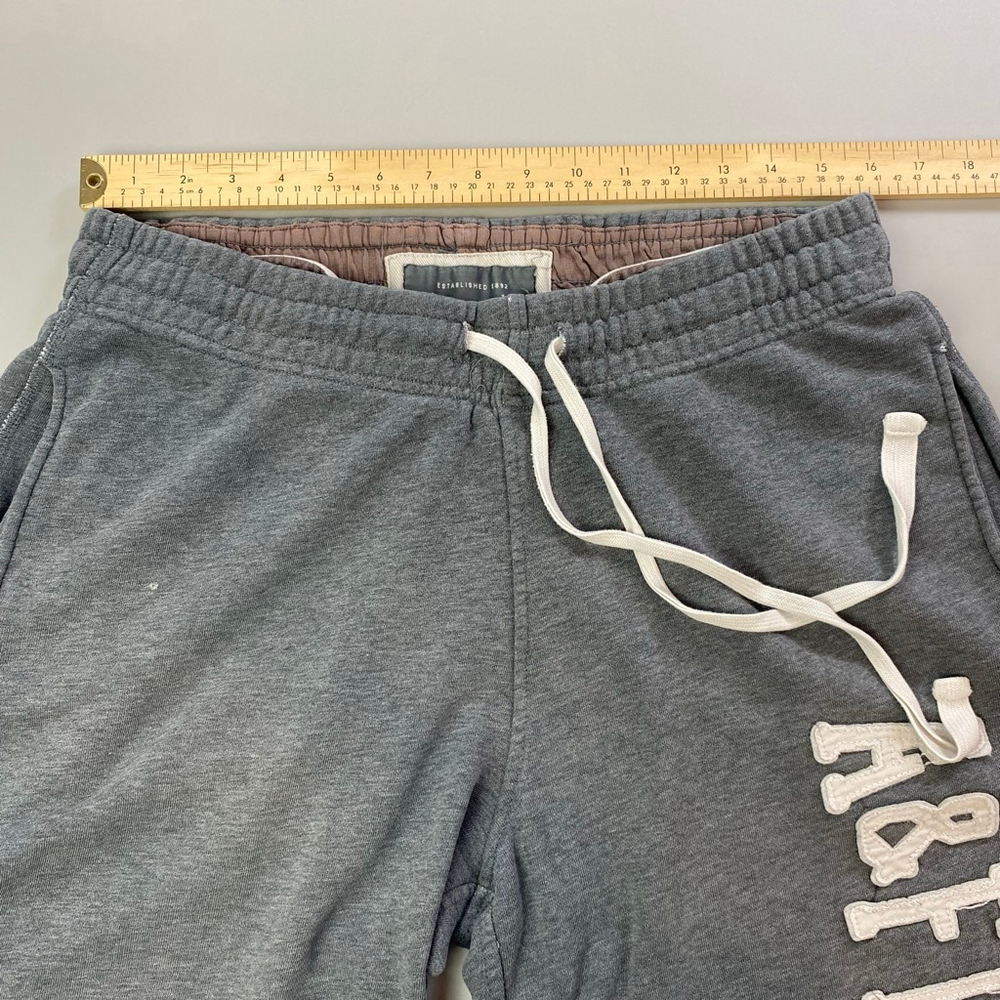 Men's Abercrombie & Fitch Sweat Shorts Large Grey Spell Out French Terry - Picture 11 of 13